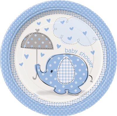 UNIQUE - 8 kleine kartonnen Blauwe Olifant borden