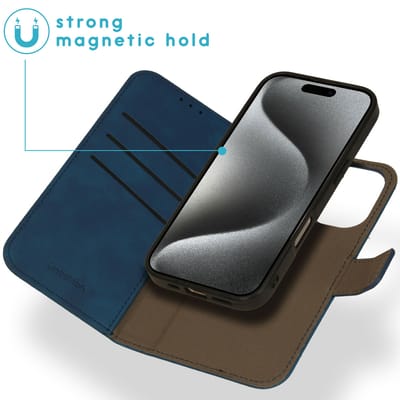 imoshion Hoesje - Geschikt voor Apple iPhone 16 Pro - Uitneembare 2-in-1 Luxe Bookcase - Blauw