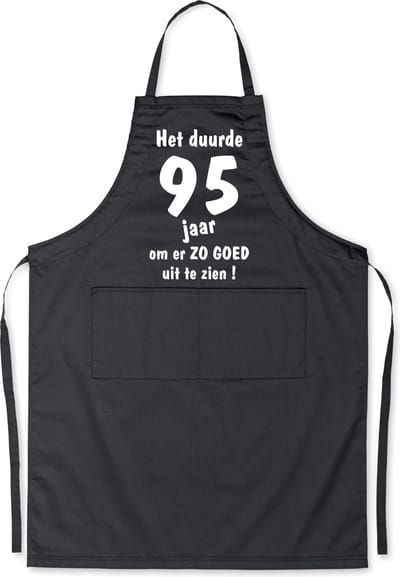 Mijncadeautje - Luxe Keukenschort - Het duurde 95 jaar - Unisex - Zwart - Leeftijd