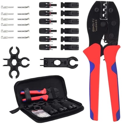 MC4 Krimptang Set - Zonnepaneel Gereedschap - Zonne-energie Installatie - Voor 2.5/4/6mm² - 27 Delig - Grijs