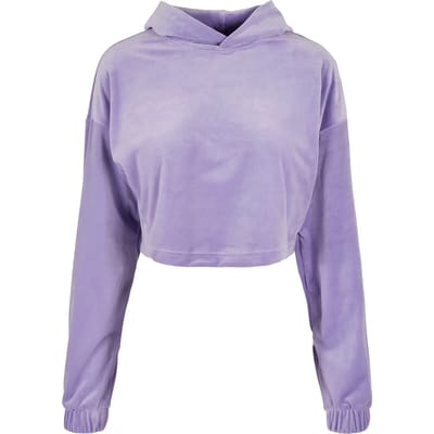 Dames sweatshirt met capuchon Urban Classics cropped velvet oversized