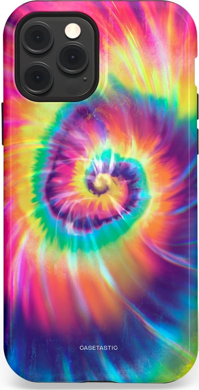 Casetastic hoesje geschikt voor Apple iPhone 12 / Apple iPhone 12 Pro - MagSafe - Dubbellaagse bescherming - Kleurrijke draaikolk - Fashion Case - Donkerblauw Roze Goud Lavendel