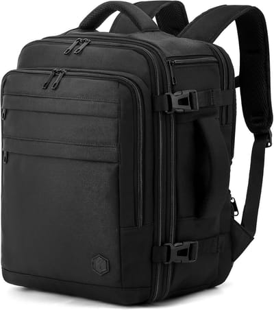 Thijox - Uitbreidbare Handbagage Vliegtuigtas 45x36x20 naar 45x36x25 cm, 40L, Geschikt voor 15,6 Inch Laptop, Reis Tas voor Weekendje Weg, Zwart