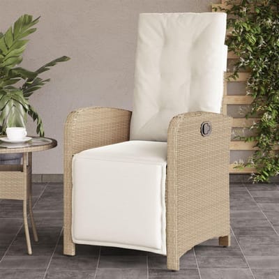 Tuinstoel met Voeteneinde - Ligstoel Relaxstoel - Buiten Ontspannen - Traploos Verstelbaar - 57 x 61 x 93 cm - Beige