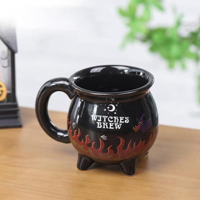 Heksen Smeltkroes Keramische Kleurveranderende Mokken Vuur Brandende Heet Water Kopjes Creatief Halloween Cadeau Voor Vriend Heksen Koffiemokken 301-400ml