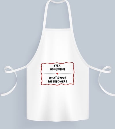 Akyol - i'm a bonusmom what's your superpower? Keukenschort - Mama - super bonusmoeder - moeder cadeautjes - moederdag - verjaardag - geschenk - kado - 82 bij 71 cm