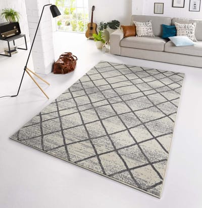 Design vloerkleed - Rhombe crème/grijs 200x290