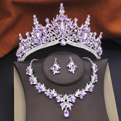 Prinsessen Bruidssieradensets voor Vrouwen Bruiloft Tiara's en Choker Ketting Oorbellen Bruid Feest Kostuum Sieraden Accessoires white
