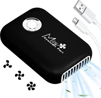 Mini Wimperdroger - Draadloos en Oplaadbaar via USB - 3 Snelheden - Handzaam voor Wimperextensies - Snelle Koelende Lucht - Zwart - 1 Stuk