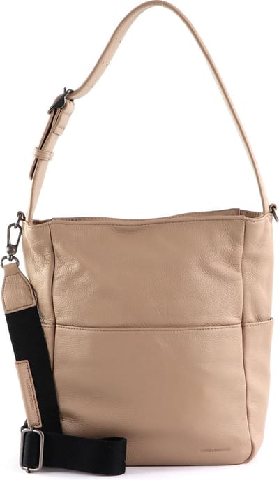 FREDsBRUDER Leren Schoudertas Bandolin Small Hobo Sand Zwart