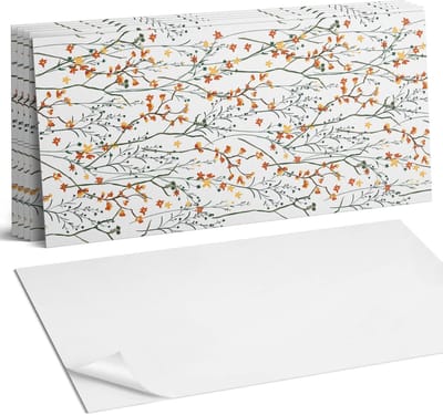 Coloray Plaktegels - Bloemenpatroon op de achtergrond Wandtegel Zelfklevend - 60 cm x 30 cm - Oranje Plaktegels - 6 stuks - Rechthoek PVC Tegels - Plaktegels Keuken - Zelfklevende Vloertegels Badkamer - Vinyl Tegels - Zelfklevende Wandtegels