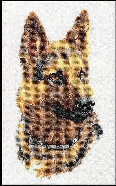 Thea Gouverneur - Borduurpakket met telpatroon - 934A - Voorgesorteerde DMC Garens - Herdershond - Aida - 24 cm x 33 cm - DIY Kit