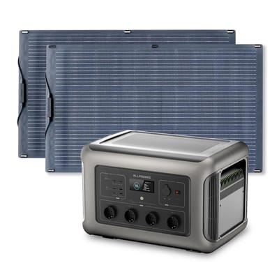 ALLPOWERS Zonnegeneratorset 3500W (R3500 + SF100 100W flexibel zonnepaneel) - R3500+ 2 stuks SF100 zonnepaneel 100W