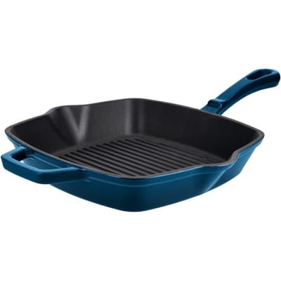 SILVERCREST Gietijzeren grillpan of koekenpan (Vierkant, Blauw)