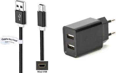 OneOne 2.1A lader met 2 poorten + 0,25m sterke Mini USB kabel. Oplader adapter past op Texas Instruments grafische rekenmachine TI-83, TI-83 Plus, TI-84 +, TI-84 + C, TI-84 + CE, TI-84 + SE, TI-84x, TI-86, TI-89, TI-89 Titanium, TI-Nspire / CAS / CX