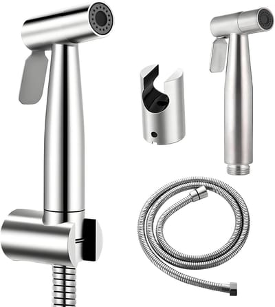 Dailygoods - Bidet-handdouche, roestvrijstalen handdouche, handsproeier, bidet, toilet, doucheslang 1,5 m en houder, bidet-sproeier voor toilet, badkamer, toilet (G1/2''-3/8'')