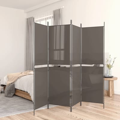 vidaXL - Kamerscherm - met - 5 - panelen - 300x200 - cm - stof - antracietkleurig
