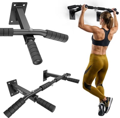 Trex Sport TX-030PB – Pull up Bar – 2-in-1 – Optrekstang Muur – Wandrek Muurmontage – Met Ophangoog voor Bokszak – Heavy Duty Wandmodel – Belastbaar tot 250 kg