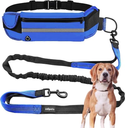 Uittrekbaar Handsfree Hardlopen Anti-Trekken Elastische Hondenriem 160-220 cm voor Mobiele Telefoon (Blauw)