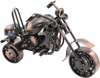 Retro Motorfiets Model Beeldjes, Driewielige Metaal Moto Collectie, IJzeren Kunst Sculptuur voor Thuis en Kantoor Decoratie, Perfect Cadeau voor Motorliefhebbers en Vader