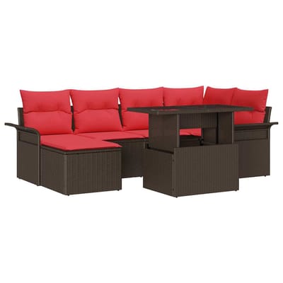 vidaXL - Tuinbank - Set - 7 - st - Bruin - [Synthetisch]: - Poly - Riet
