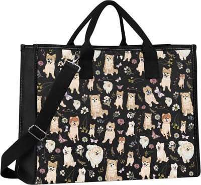 Honden Schoudertas - Dierenprint Tas - Dagelijkse Boodschappen - Uniek Patroon - 37 cm Breed - Wit