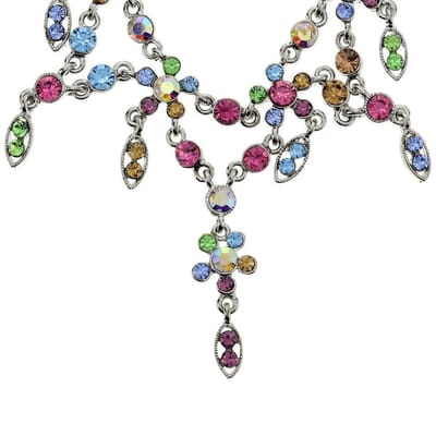 Behave - Ketting met multi-color stenen en bloem hanger - Modeaccessoire voor speelse en kleurrijke looks
