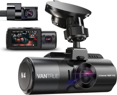 Vantrue N4 3 Lens Dashcam 1440P+1440P+1080P auto-camera, 4K 3840 x 2160P voor infrarood nachtzicht, 24/7 parkeermodus, WDR 2,45 inch IPS, hittebestendig supercondensator dashcam G-sensor max 512 GB