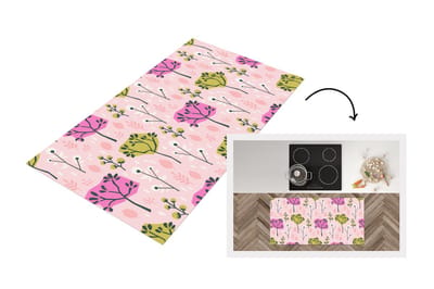 Keukenloper - Loper keuken - Roze - Bomen - Bladeren - Design - 120x60 cm - Keukenloper vinyl