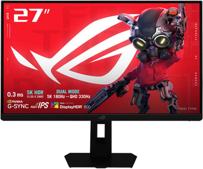 ASUS ROG Strix XG27JCG - 5K Fast IPS Gaming Monitor - USB-C 15W - 180Hz 5K of 330Hz QHD Dual Mode - 0.3ms - 27 inch