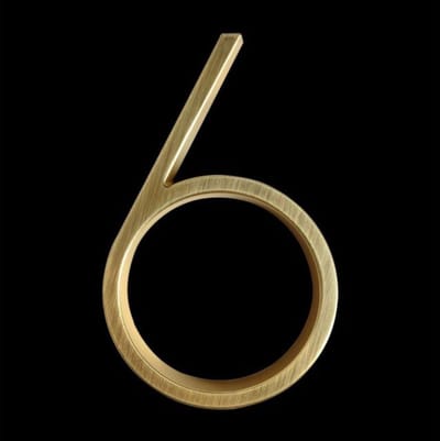 Huisnummer Goud 12,5 cm nr. 6 - Gouden Huisnummer - modern huisnummer 125 mm