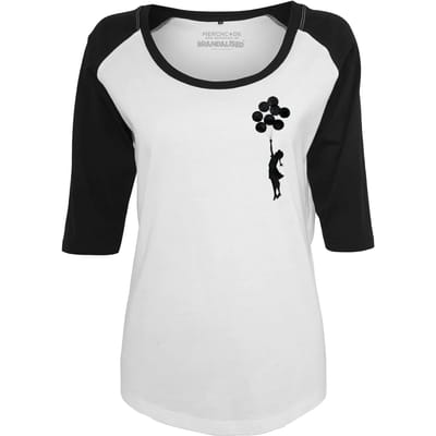 Merchcode Banksy - Brandalised - Banksy's Graffiti Balloons Raglan top - L - Wit/Zwart