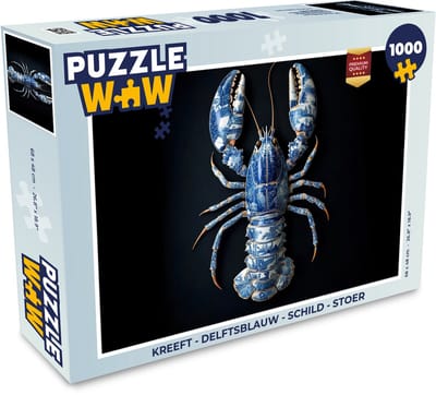 Puzzel Kreeft - Delftsblauw - Schild - Stoer - Legpuzzel - Puzzel 1000 stukjes volwassenen