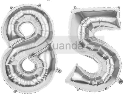 85 Jaar Folie Ballonnen Zilver- Happy Birthday - Foil Balloon - Versiering - Verjaardag - Man / Vrouw - Feest - Inclusief Opblaas Stokje & Clip - XXL - 115 cm