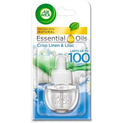 Air Wick - Luchtverfrisser Navulling - Essentiële Oliën - Fris Linnen & Lilac - Elektrische Geurverspreider - 20 ml