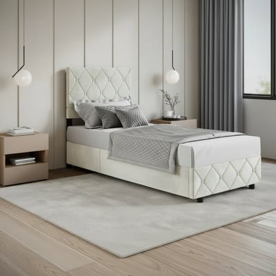 Meubella - Eenpersoonsbed Hernandez - Beige 90x200 cm - Met gaslift