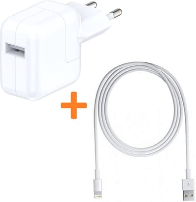12W tablet oplader met Oplaadkabel geschikt voor: Apple iPad - 2.4A stekker opladerblok USB adapter Oplaadkabel Snoer Kabel