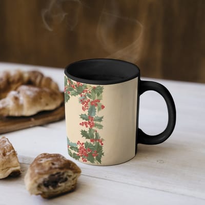 Magische Mok - Foto op Warmte Mokken - Koffiemok - Hulstrand - Bessen - Beige - Magic Mok - Beker - 350 ML - Theemok