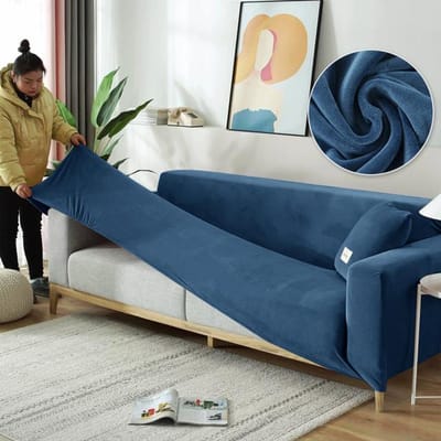 Bankhoes Stretch Fluwelen Antislip Bankhoezen Voor Woonkamer L Vorm Sectionele Bankhoes Fauteuilhoezen 2 seater145-185cm
