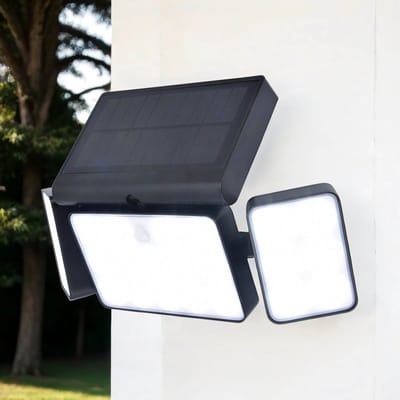 Licht-Erlebnisse - Sanda - LED - Wandlamp - Solar - met Bewegingssensor - IP44 - 2700K - 1500lm - Dimbaar - van - Kunststof - in - Zwart