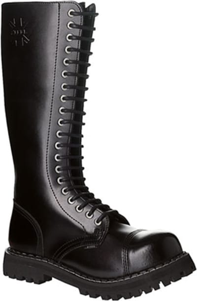 Leren punk - festival - fetish laarzen 20 veter gaten - stalen neus - eu39 - (uk5)