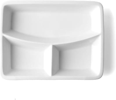 Vakplaat 3 secties - Dienblad porties - Voedsel scheiden - Vaatwasserbestendig - 23 x 175 cm - Wit