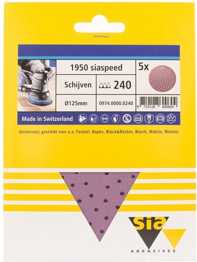 Sia siaspeed schuurschijf rond multigat P240 - 125 mm. (5 stuks)