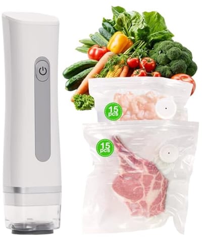 Compacte Handmatige Voedsel Vacumeermachine met 30 Vacuümzakken - Draagbare Mini Vacumeerder voor Eten