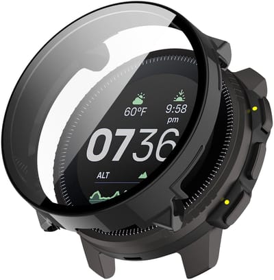 Strap-it Hard case hoesje met gehard glas - bescherming met ingebouwde screenprotector - geschikt voor Suunto Vertical (zwart)