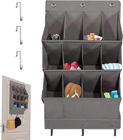 Hangende Organizer - Opbergzak - Ruimte Besparen - 12 Diepe Zakken - 43x17x79cm - Grijs