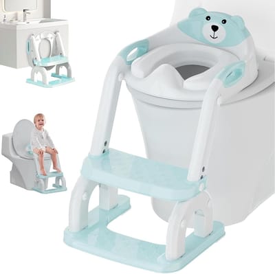 Toiletverkleiner Kinderen - Potty Trainer - Zindelijkheidstraining - Opvouwbaar met Trap - Verstelbaar - Blauw