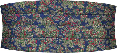 Zijden cumberband met kleurrijk lichtblauw paisleymotief