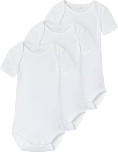 Name It Solid Romper - 3-Pack - Mt. 56 - Bright White