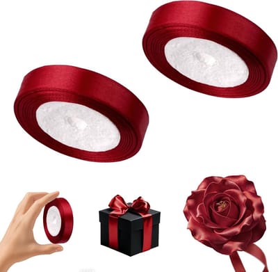 Satin lint 15mm breed 22m donkerrood voor cadeauverpakking, DIY knutselen, haarstrikken en feestdecoratie